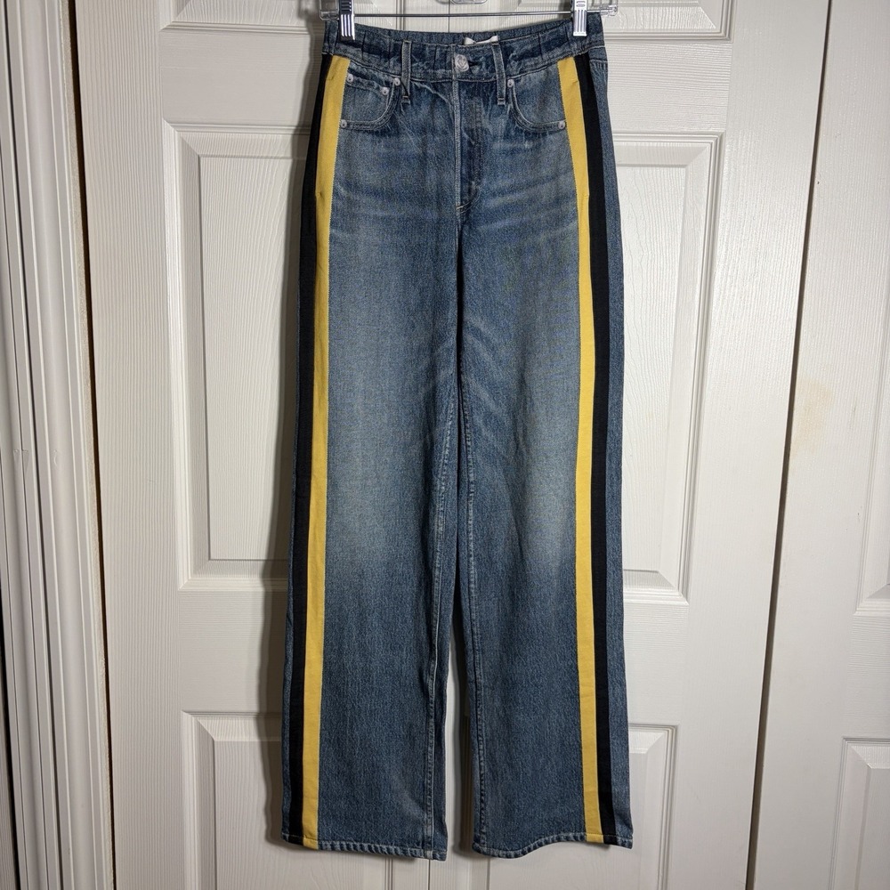 Rag Bone Miramar Terry Pull On Track Pants Ellis Sport Stripe  Women XS Blue